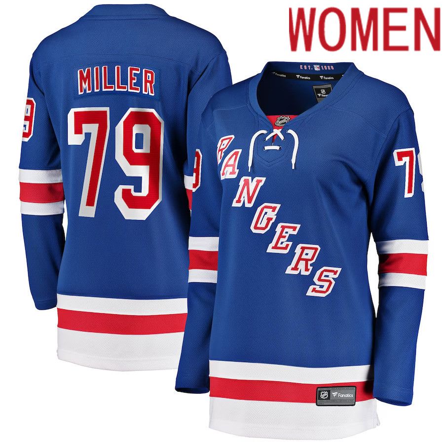 Women New York Rangers #79 K Andre Miller Fanatics Branded Blue Home Breakaway NHL Jersey